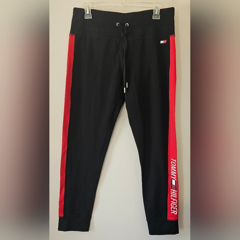 Tommy Hilfiger Sport Black Joggers-Side Logo Stripe. Womens Large